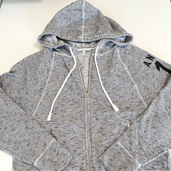 Victoria’s Secret Angel 10 Spacedye Zip Up Raglan Hoodie Black White Small - Picture 7 of 13